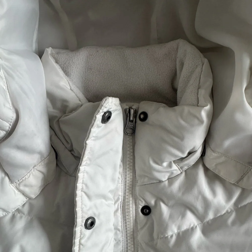 Eddie Bauer Goose Down Hooded Puffer Jacket White Warm Winter Coat Small